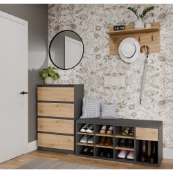 Szafka Na Obuwie Buty Otwarta TALLIN ANTRACYT DĄB ARTISAN Do Przedpokoju