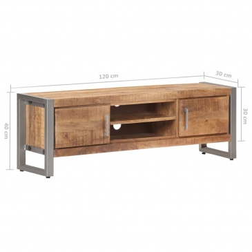 Szafka pod TV, 120x30x40 cm, surowe drewno mango