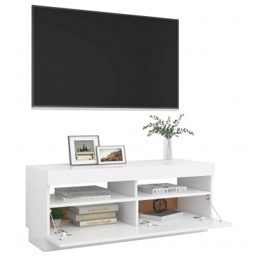 Szafka pod tv z oświetleniem led, biała, 100x35x40 cm