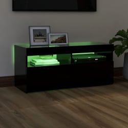 Szafka pod tv z oświetleniem led, czarna, 90x35x40 cm