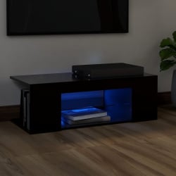 Szafka pod tv z oświetleniem led, czarna, 90x39x30 cm