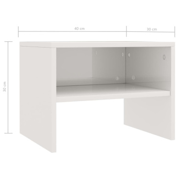 Szafki nocne, 2 szt., białe, wysoki połysk, 40x30x30 cm