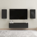 Szafki tv, 2 szt., wysoki połysk, czarne, 30,5x30x60 cm, płyta