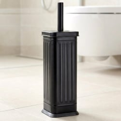 Szczotka do toalety silikonowa ze stojakiem metalowym czarna 36,5 cm