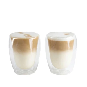 Szklanki do latte macchiato z podwójnym dnem 280 ml, 2 szt. – smukłe, termiczne, Valesso