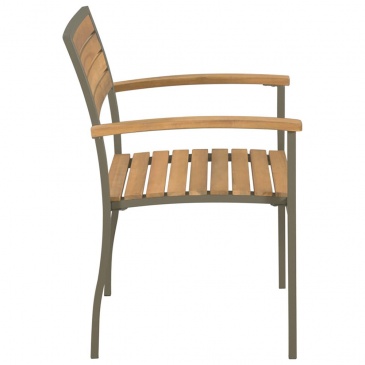 Sztaplowane krzesła ogrodowe, 2 szt., drewno akacjowe i stal
