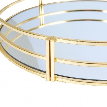 Taca na świece lustrzana okrągła podstawka pod świeczki patera złota metalowa glamour 30 cm