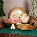 Talerz dekoracyjny świąteczny płaski szklany złoty 32 cm