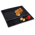 Talerz obiadowy dzielony na przekąski porcelanowy czarny 25x25 cm