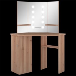 Toaletka narożna z oświetleniem led, dąb, 111x54x141,5 cm