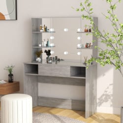 Toaletka z oświetleniem led, 100x40x135 cm, mdf, szarość betonu