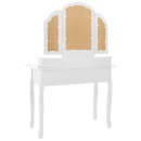 Toaletka ze stołkiem, biała, 100x40x146 cm, drewno paulowni