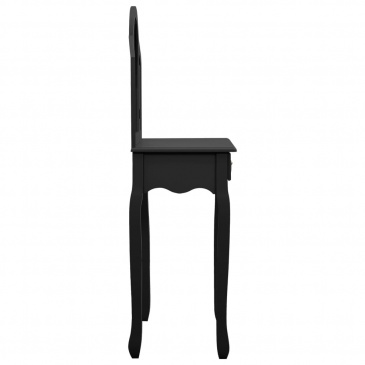 Toaletka ze stołkiem, czarna, 65x36x128cm, drewno paulowni, MDF