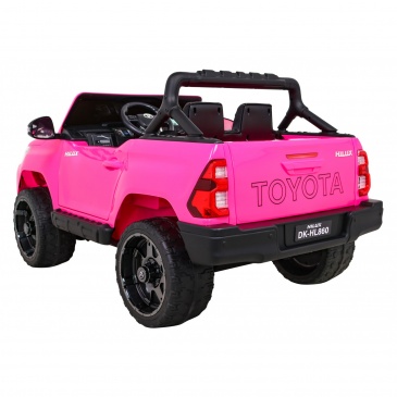 Toyota hilux na akumulator dla dzieci różowy + napęd 4x4 + pilot + 2 bagażniki + radio mp3 + led