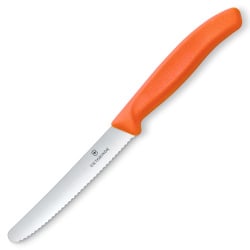 VICTORINOX - Swiss Classic - Nóż do warzyw i owoców - 11 cm - Ząbkowane ostrze - Pomarańczowy