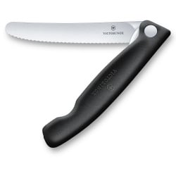 VICTORINOX - Swiss Classic - Składany nóż do warzyw i owoców - Ząbkowane ostrze - 11 cm - Czarny