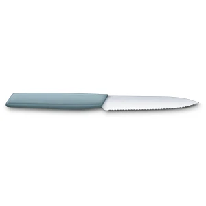 Victorinox - swiss modern - nóż do warzyw i owoców - ząbkowane ostrze - 10 cm - szaro-niebieski Victorinox - swiss modern - nóż do warzyw i owoców - ząbkowane ostrze - 10 cm - szaro-niebieski