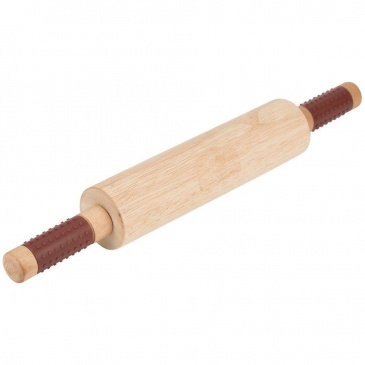 Wałek drewniany, bambusowy, z silikonowymi uchwytami, 45 cm