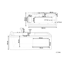 Wanna narożna z hydromasażem CAMALU 180 x 86 cm Biały