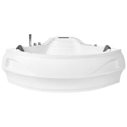 Wanna narożna z hydromasażem LED MONACO Wbudowany głośnik Bluetooth 210 x 145 cm Biały