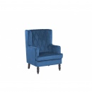 Welurowy fotel z podnóżkiem niebieski SANDSET