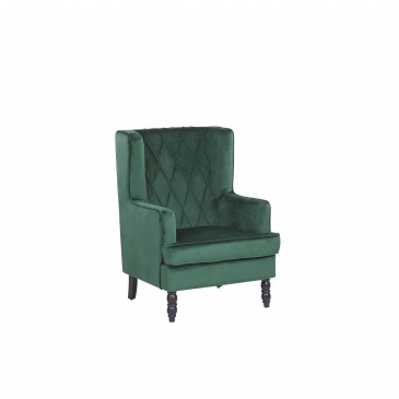 Welurowy fotel z podnóżkiem zielony SANDSET