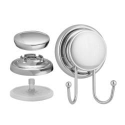 Wieszak 2x haczyk łazienkowy na przyssawkę srebrny - yoka Wieszak 2x haczyk łazienkowy na przyssawkę srebrny - yoka