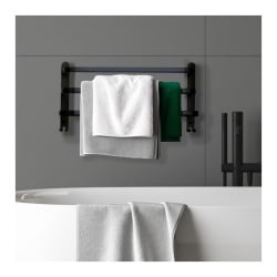 Wieszak ścienny na ręczniki łazienkowy aluminowy czarny - yoka home Wieszak ścienny na ręczniki łazienkowy aluminowy czarny - yoka home