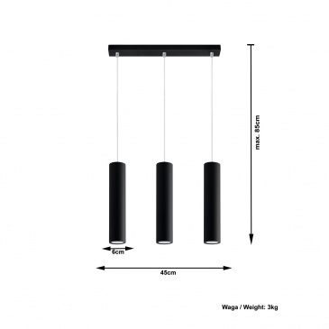 Lampa wisząca Sollux Lighting Lagos 3 czarna