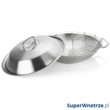 Wok 35cm z pokrywą metalową i kratką Fissler Original Profi srebrny