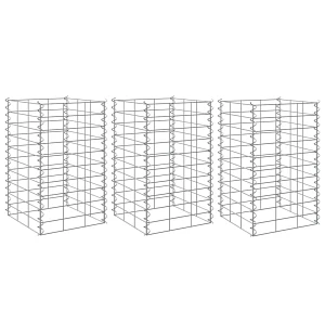 Wysokie donice gabionowe, 3 szt., 30x30x50 cm, żelazo Wysokie donice gabionowe, 3 szt., 30x30x50 cm, żelazo