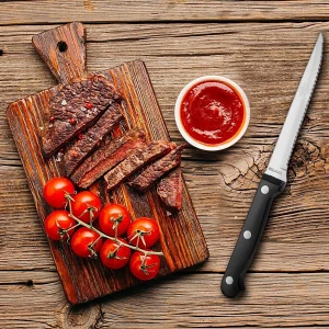 Ząbkowane noże do steków pizzy grilla burgerów nóż z ząbkami zestaw komplet 6 sztuk