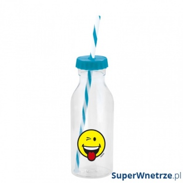 Butelka ze słomką 550ml Zak! Design Smiley błękitna