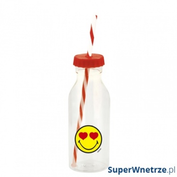 Butelka ze słomką 550ml Zak! Design Smiley czerwona