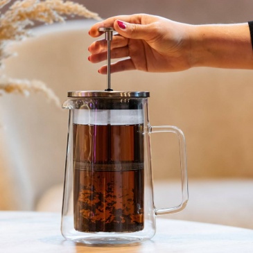 Zaparzacz do herbaty szklany 1000 ml diva srebrny  (6)