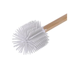 Zapasowa szczotka WC silikonowa biała z bambusową rączką - Yoka