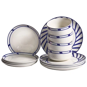 Zastawa stołowa 12-częściowa SHISO Porcelana Biały/ niebieski Zastawa stołowa 12-częściowa SHISO Porcelana Biały/ niebieski