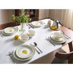 Zastawa stołowa 12-częściowa TARRAGON Porcelana Biały/ zielony