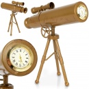 Zegar stołowy teleskop metalowy złoty 21,5x10x22 cm
