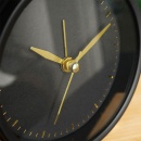 Zegarek budzik analogowy metalowy czarny złoty retro