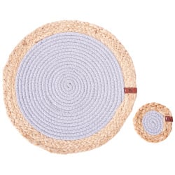 Zestaw 12 podkładek na stół rosella szary juta bawełna