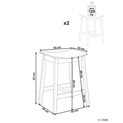 Zestaw 2 hokerów barowych DIXON Drewno Beżowy Zestaw 2 hokerów barowych DIXON Drewno Beżowy
