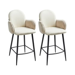 Zestaw 2 krzeseł barowych AMITY  Jasnobeżowy