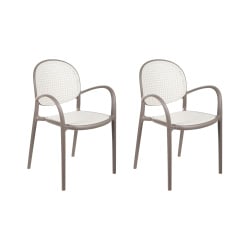 Zestaw 2 krzeseł ogrodowych POVOLETTO Materiał syntetyczny Jasnobrązowy Zestaw 2 krzeseł ogrodowych POVOLETTO Materiał syntetyczny Jasnobrązowy