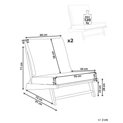 Zestaw 2 krzeseł ogrodowych z poduszkami MICCIANO Drewno akacjowe Złamana biel Zestaw 2 krzeseł ogrodowych z poduszkami MICCIANO Drewno akacjowe Złamana biel