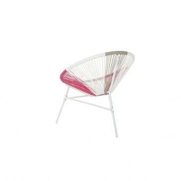 Zestaw 2 krzeseł rattanowych biało-beżowo-różowe ACAPULCO