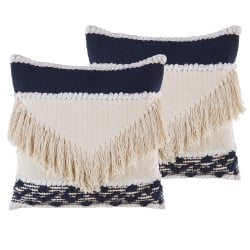 Zestaw 2 poduszek dekoracyjnych z frędzlami 45 x 45 cm beżowy SOFCA