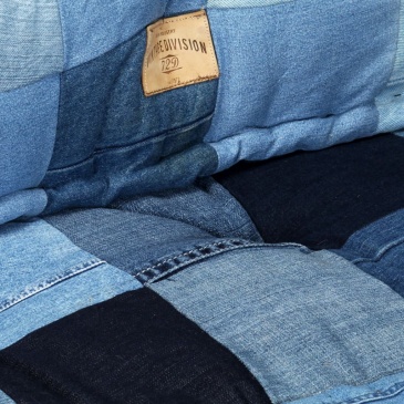 Zestaw 2 poduszek na sofę z palet, niebieski dżins, patchwork