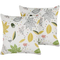 Zestaw 2 poduszek wzór roślinny mullein welur 45 x 45 cm kolorowy