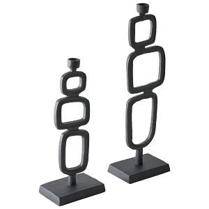 Zestaw 2 świeczników SIPANJE Metal 35/48 cm Czarny Zestaw 2 świeczników SIPANJE Metal 35/48 cm Czarny